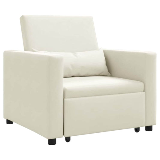 Einzel-Schlafsofa Creme 90 x 165 x 87 cm Samt