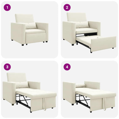Einzel-Schlafsofa Creme 90 x 165 x 87 cm Samt