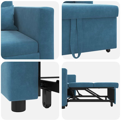 Einzel-Schlafsofa Blau 90 x 165 x 87 cm Samt
