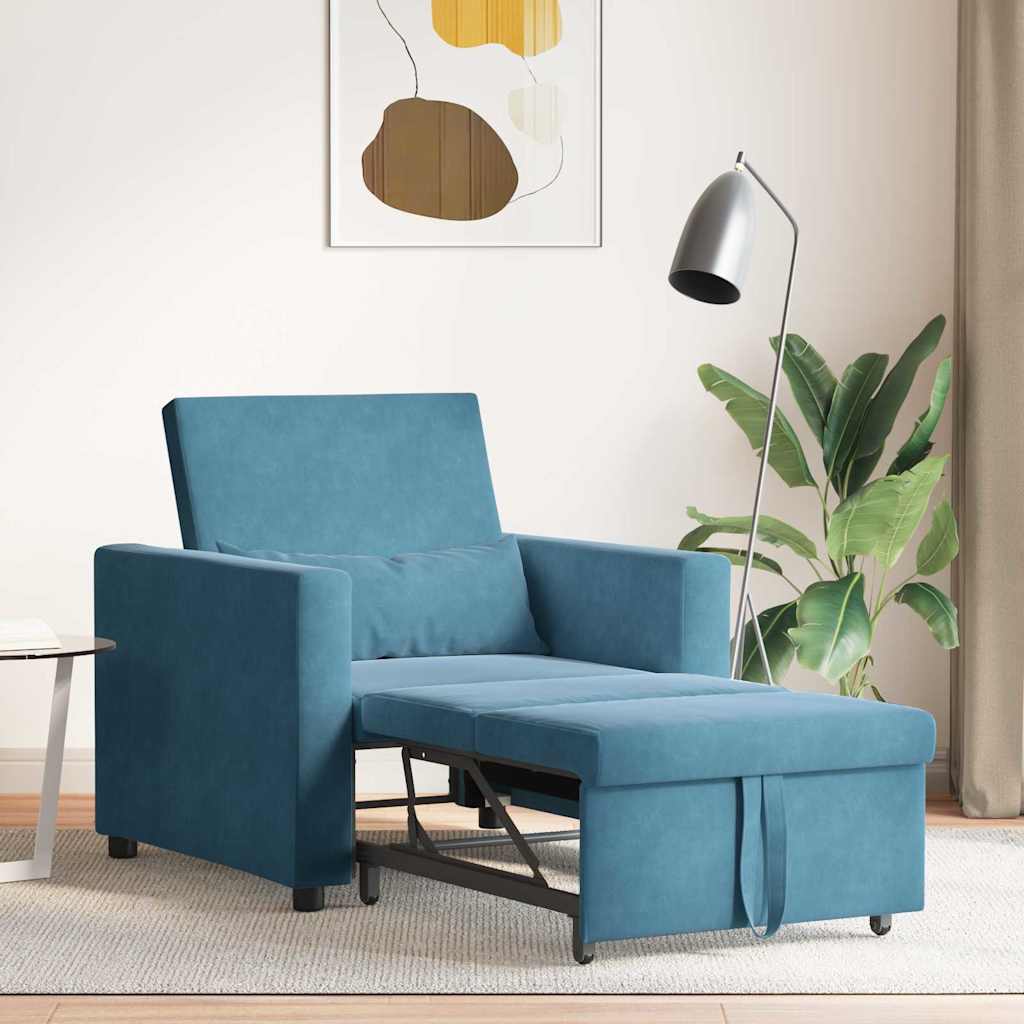 Einzel-Schlafsofa Blau 90 x 165 x 87 cm Samt