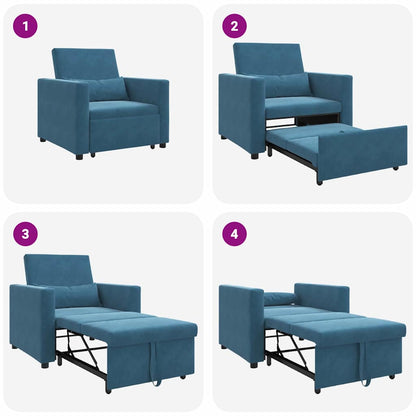 Einzel-Schlafsofa Blau 90 x 165 x 87 cm Samt