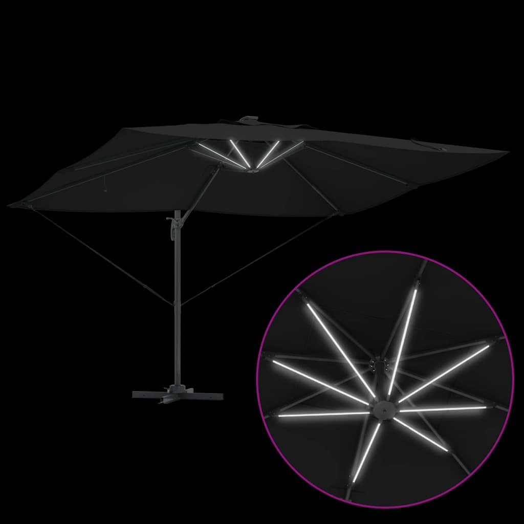 Ampelschirm Roma Schwarz und Schwarz 352 x 251 x 265 cm