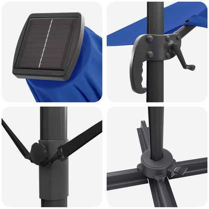 Ampelschirm Roma Blau und Schwarz 352 x 251 x 265 cm