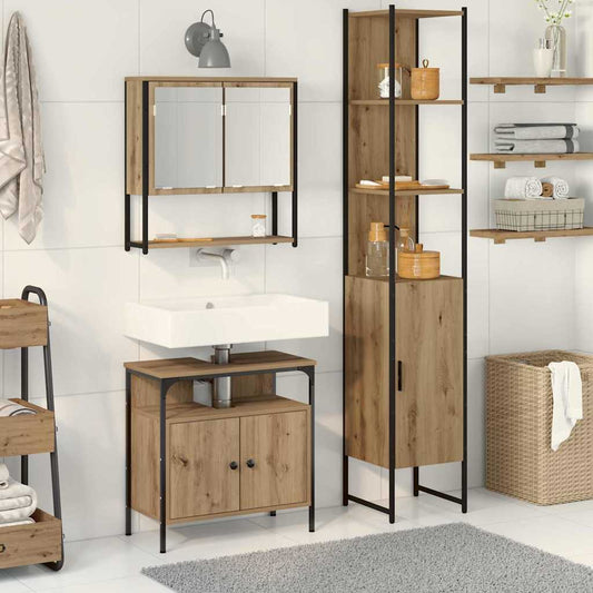 Badezimmermöbel Set 3 pcs Eiche handwerklich 33 x 33 x 185.5 cm