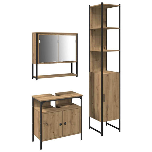 Badezimmermöbel Set 3 pcs Eiche handwerklich 33 x 33 x 185.5 cm