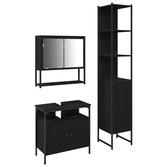 Badezimmermöbel Set 3 pcs Schwarze Eiche 33 x 33 x 185.5 cm