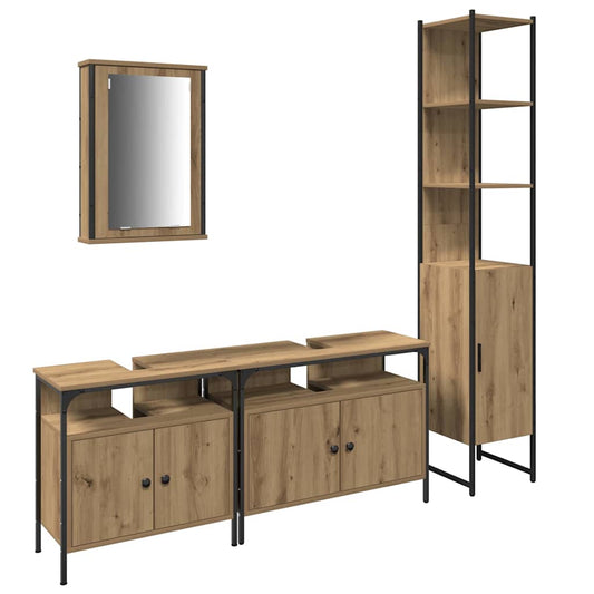 Badezimmermöbel Set 4 pcs Eiche handwerklich 33 x 33 x 185.5 cm