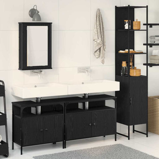 Badezimmermöbel Set 4 pcs Schwarze Eiche 33 x 33 x 185.5 cm