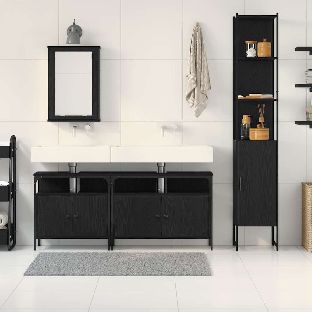 Badezimmermöbel Set 4 pcs Schwarze Eiche 33 x 33 x 185.5 cm