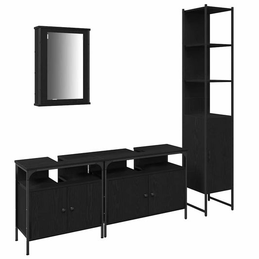 Badezimmermöbel Set 4 pcs Schwarze Eiche 33 x 33 x 185.5 cm