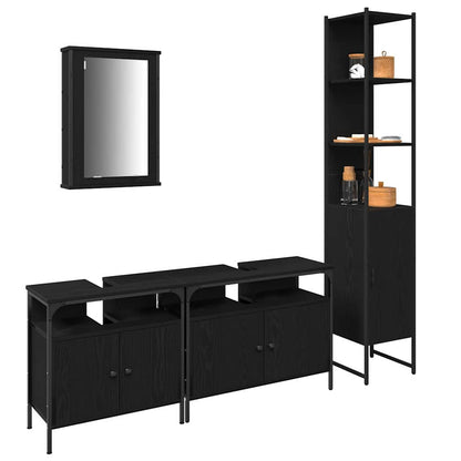 Badezimmermöbel Set 4 pcs Schwarze Eiche 33 x 33 x 185.5 cm
