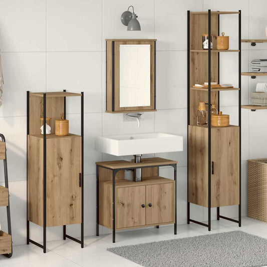Badezimmermöbel Set 4 pcs Eiche handwerklich 33 x 33 x 185.5 cm