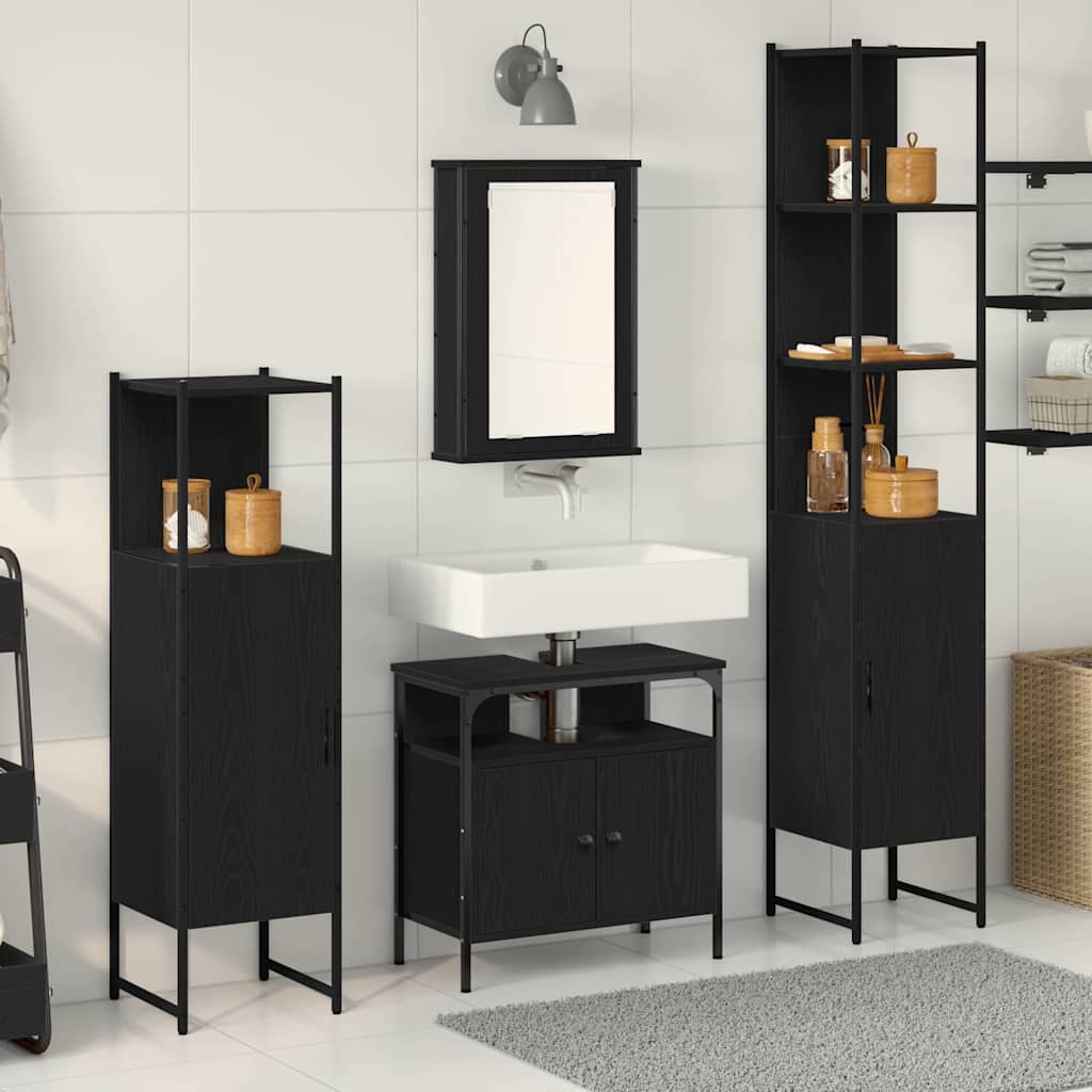 Badezimmermöbel Set 4 pcs Schwarze Eiche 33 x 33 x 185.5 cm