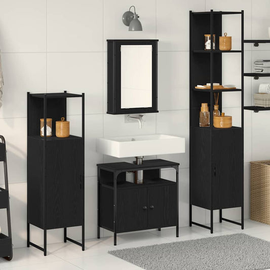Badezimmermöbel Set 4 pcs Schwarze Eiche 33 x 33 x 185.5 cm