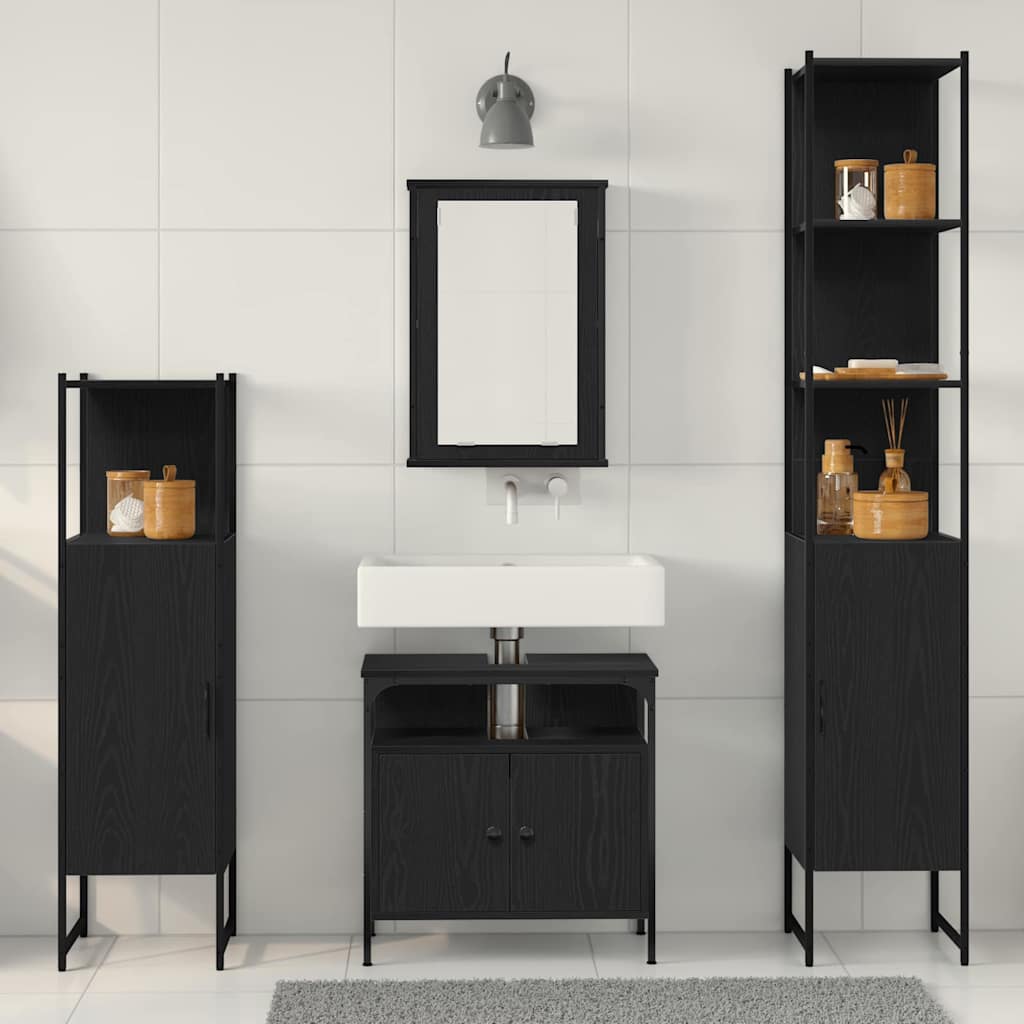 Badezimmermöbel Set 4 pcs Schwarze Eiche 33 x 33 x 185.5 cm