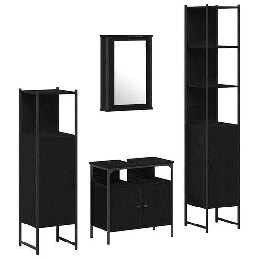 Badezimmermöbel Set 4 pcs Schwarze Eiche 33 x 33 x 185.5 cm