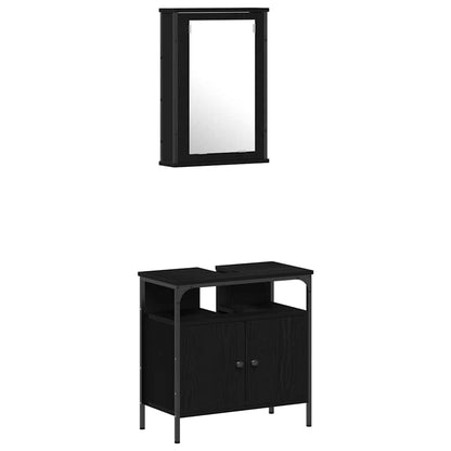 Badezimmermöbel Set 4 pcs Schwarze Eiche 33 x 33 x 185.5 cm