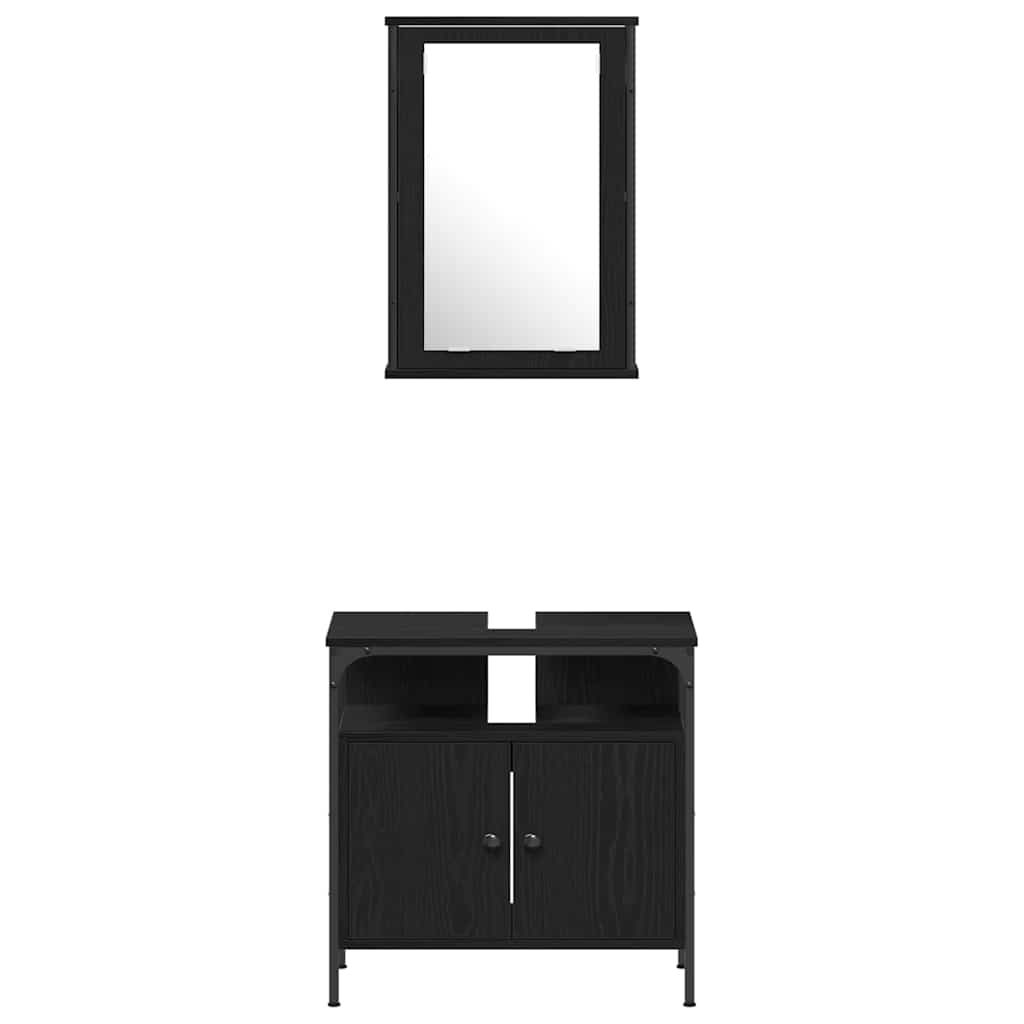 Badezimmermöbel Set 4 pcs Schwarze Eiche 33 x 33 x 185.5 cm