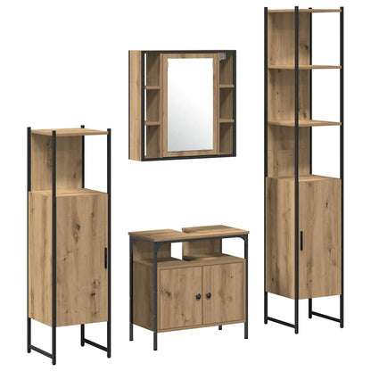 Badezimmerschrankset mit Regal mit Tür 4 pcs Eiche handwerklich
