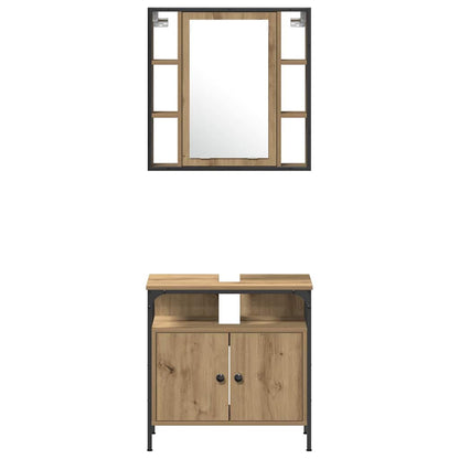 Badezimmerschrankset mit Regal mit Tür 4 pcs Eiche handwerklich