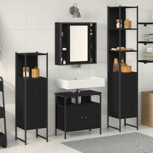 Badezimmerschrankset 4 pcs Schwarze Eiche 33 x 33 x 185.5 cm