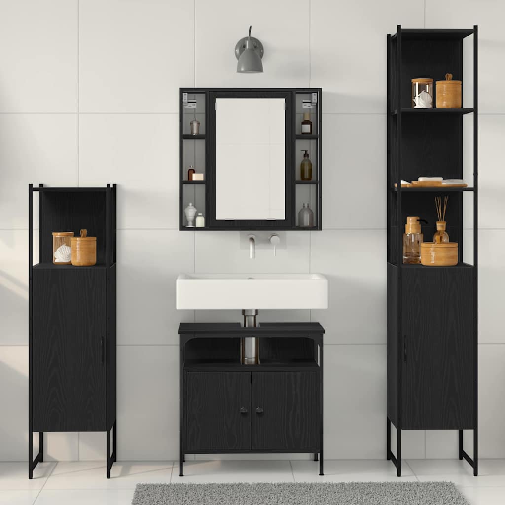 Badezimmerschrankset 4 pcs Schwarze Eiche 33 x 33 x 185.5 cm
