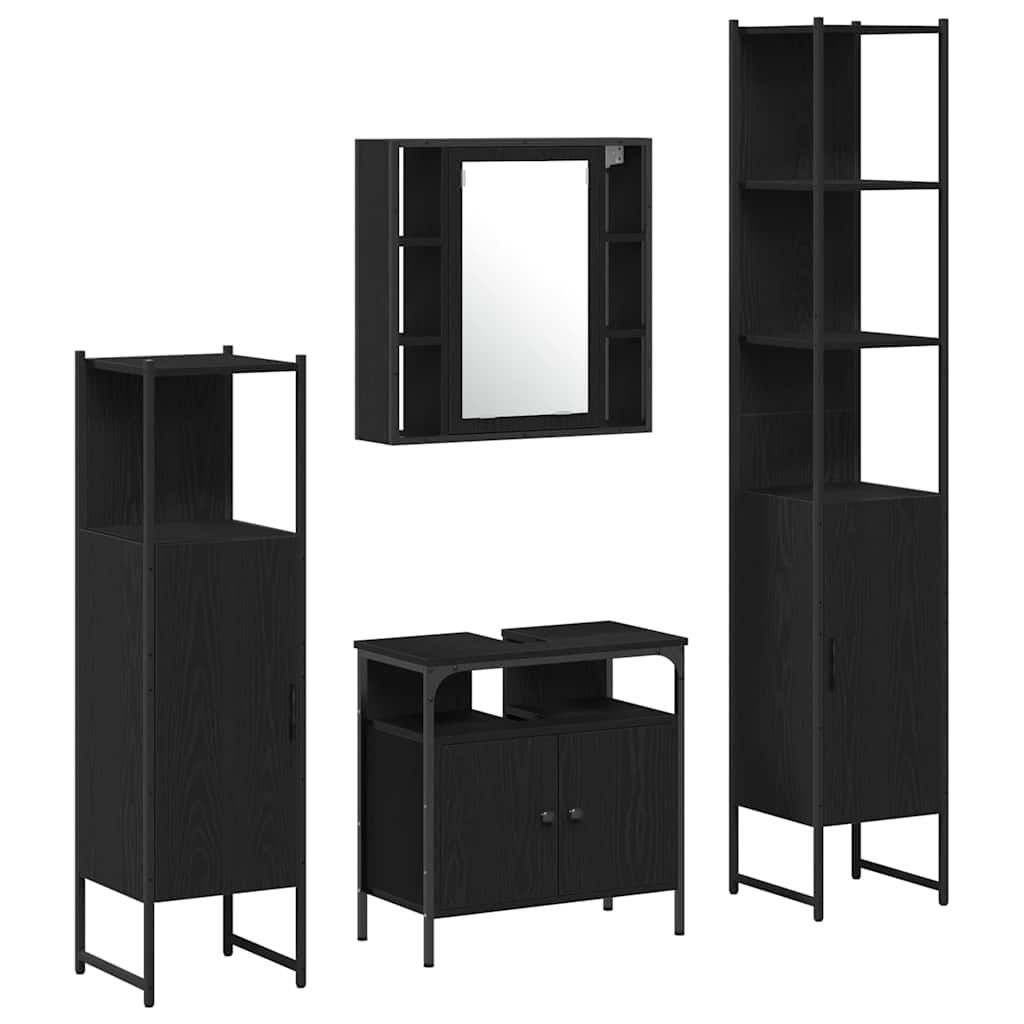 Badezimmerschrankset 4 pcs Schwarze Eiche 33 x 33 x 185.5 cm