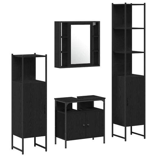 Badezimmerschrankset 4 pcs Schwarze Eiche 33 x 33 x 185.5 cm