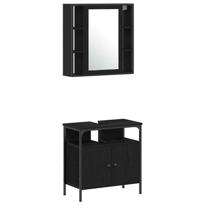 Badezimmerschrankset 4 pcs Schwarze Eiche 33 x 33 x 185.5 cm