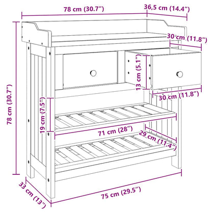 Garten-Schrank mit Schubladen mit Regal Braun 78 x 36.5 x 78cm