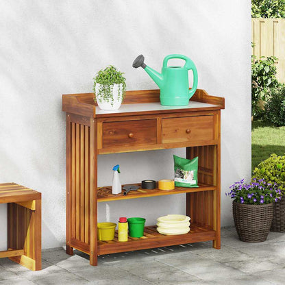 Garten-Schrank mit Schubladen mit Regal Braun 93 x 41.5 x 98cm
