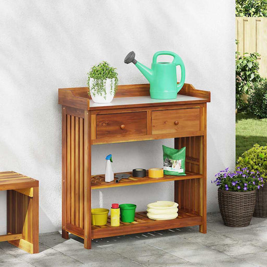 Garten-Schrank mit Schubladen mit Regal Braun 93 x 41.5 x 98cm