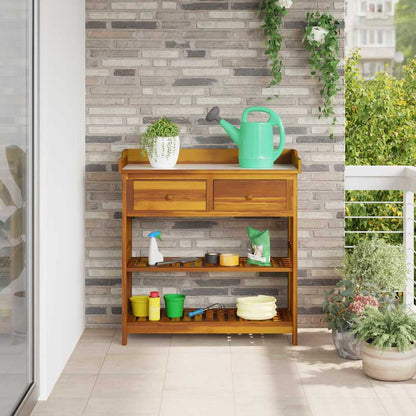 Garten-Schrank mit Schubladen mit Regal Braun 93 x 41.5 x 98cm
