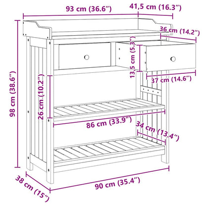Garten-Schrank mit Schubladen mit Regal Braun 93 x 41.5 x 98cm