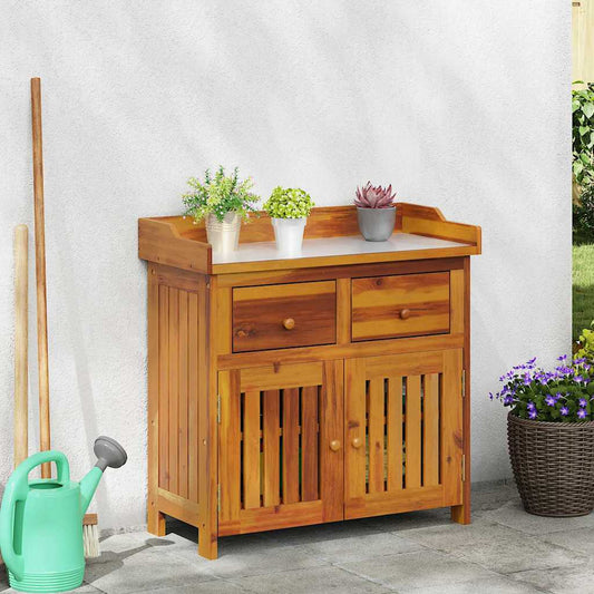 Garten-Schrank mit Schubladen mit Tür Braun 78 x 36.5 x 78cm