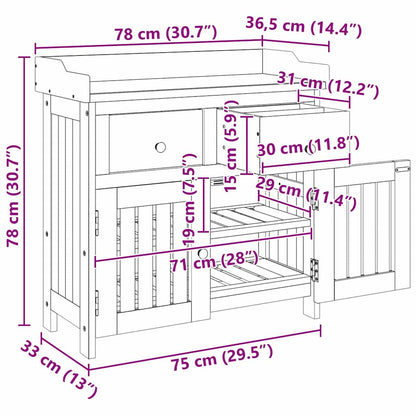Garten-Schrank mit Schubladen mit Tür Braun 78 x 36.5 x 78cm