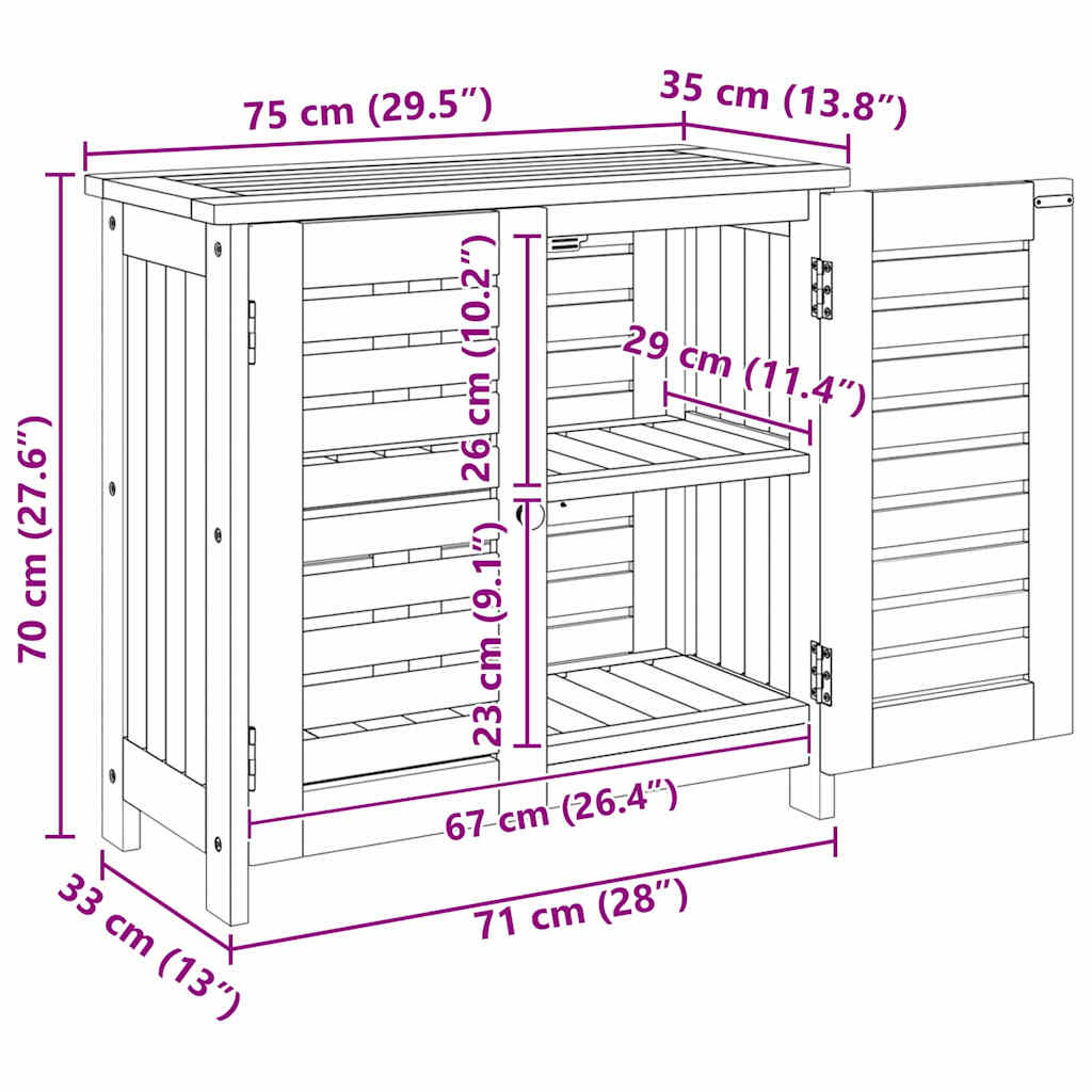 Garten-Schrank mit Speicher mit Tür Braun 75 x 35 x 70cm