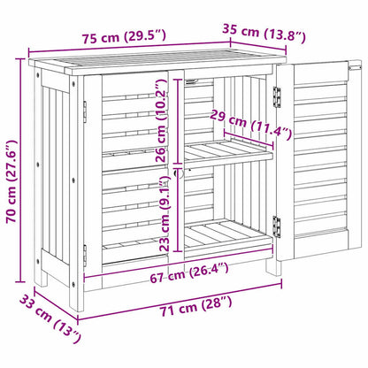 Garten-Schrank mit Speicher mit Tür Braun 75 x 35 x 70cm