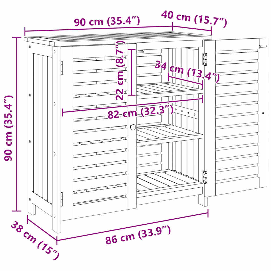 Garten-Schrank mit Speicher mit Tür Braun 90 x 40 x 90cm