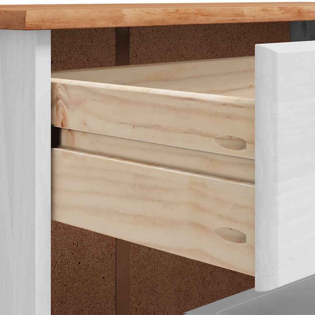 Schuhschrank ASKIM Weiß 85 x 35 x 108 cm Massivholz Kiefer
