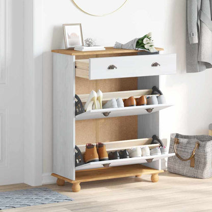 Schuhschrank ASKIM Weiß 85 x 35 x 108 cm Massivholz Kiefer