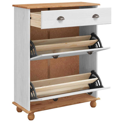 Schuhschrank ASKIM Weiß 85 x 35 x 108 cm Massivholz Kiefer