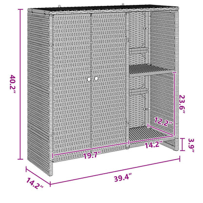 Badschrank mit Speicher mit Tür Grau 100 x 36 x 102 cm Rattan