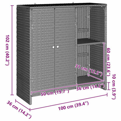 Badschrank mit Speicher Hellgrau 100 x 36 x 102 cm Rattan