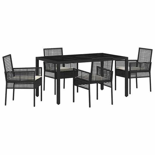 Garten Essgruppe 5 pcs Schwarz Poly Rattan