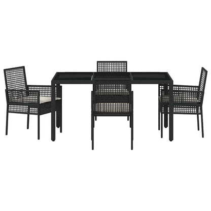 Garten Essgruppe 5 pcs Schwarz Poly Rattan