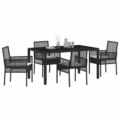 Garten Essgruppe 5 pcs Schwarz Poly Rattan