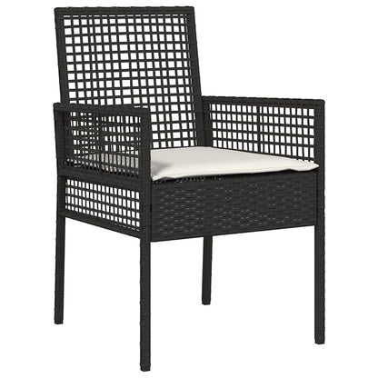 Garten Essgruppe 7 pcs Schwarz Poly Rattan