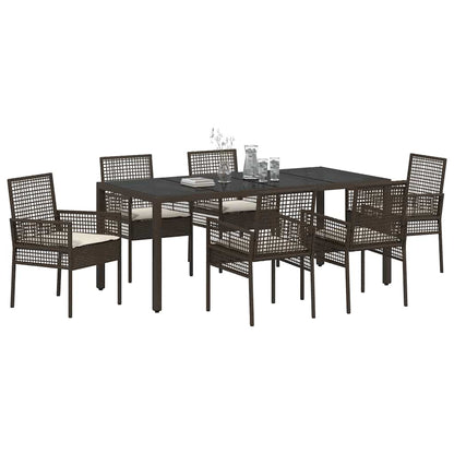 Garten Essgruppe 7 pcs Braun Poly Rattan
