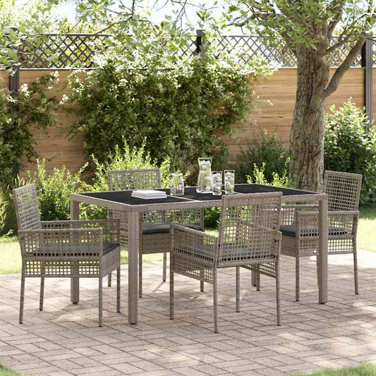 Garten Essgruppe 5 pcs Grau Poly Rattan